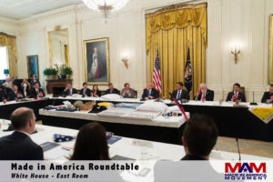 Margarita Mendoza and Kurt Uhlir at the Made in America Roundtable in the East Room of the White House.