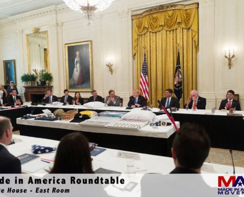 Margarita Mendoza and Kurt Uhlir at the Made in America Roundtable in the East Room of the White House.