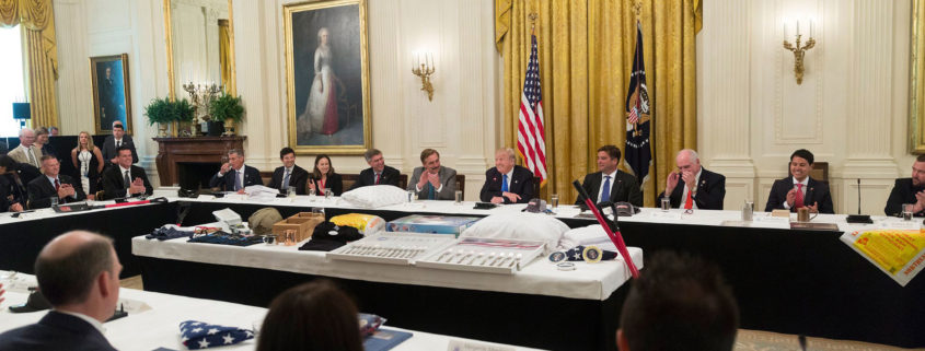 Margarita Mendoza and Kurt Uhlir at the Made in America Roundtable in the East Room of the White House.