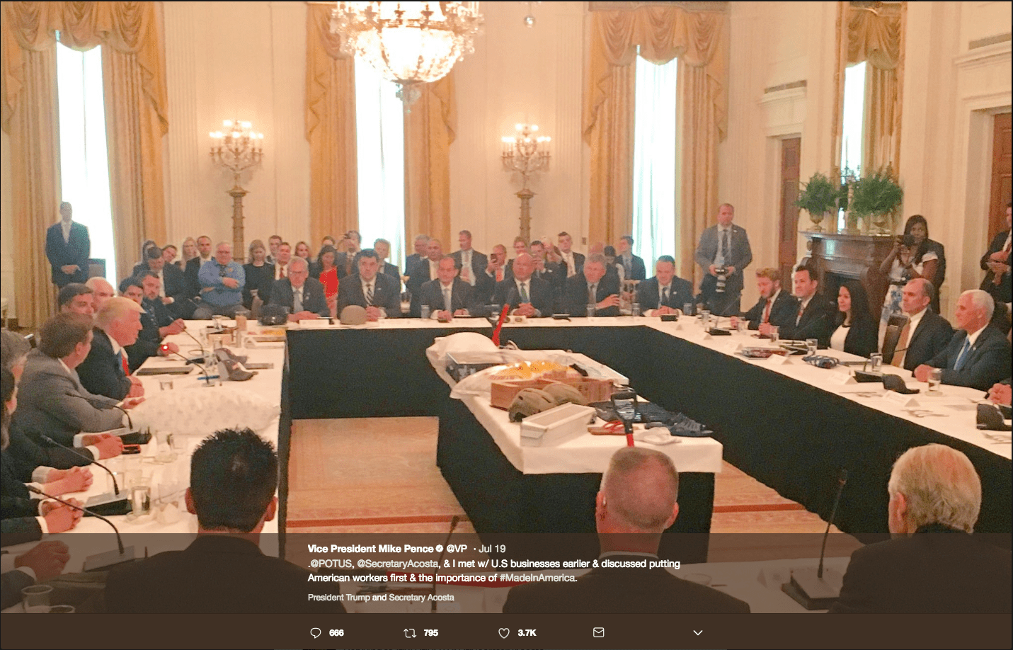 Vice President Mike Pence Tweet - Made in America Roundtable - Margarita Mendoza and Kurt Uhlir 14c