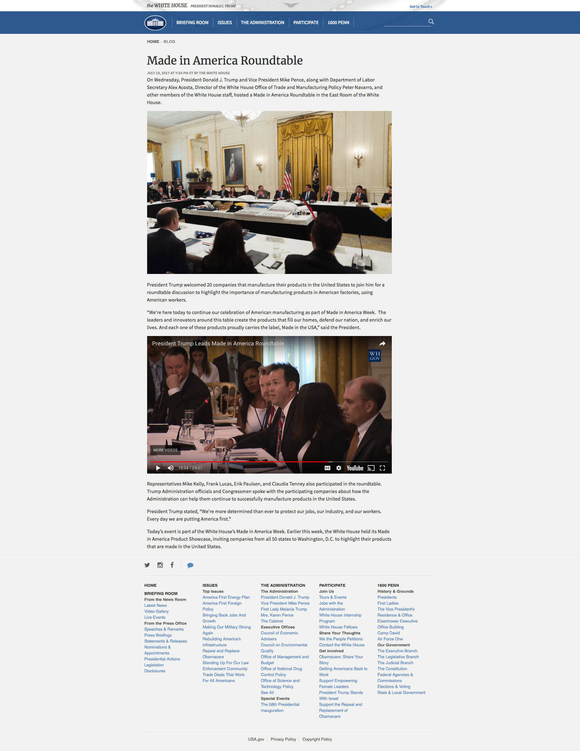 White House Article on Made in America Roundtable with Margarita Mendoza and Kurt Uhlir v2