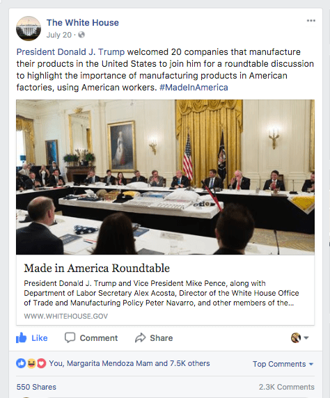 White House Tweet - Made in America Roundtable - Margarita Mendoza and Kurt Uhlir in picture 10a