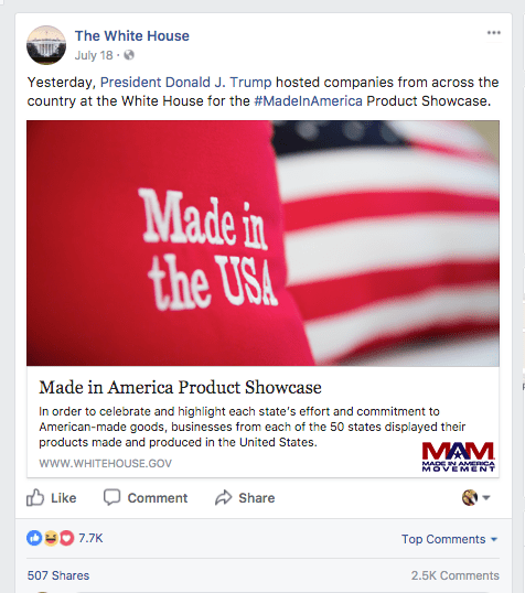 White House Tweet about Made in America Week 11b