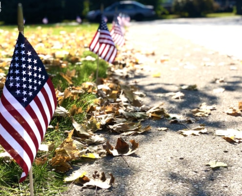 united-states-of-america-flags-along-street